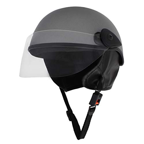 Western Era Half Helmet with Clear Visor for Multipurpose ||Comfort & Safety|| Stylish Enhanced Design. (Large, Silver Glossy) (Non-Motorized) - Image 1