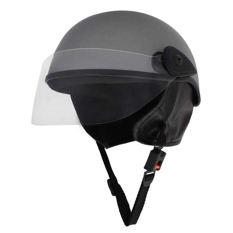 Western Era Half Helmet with Clear Visor for Multipurpose ||Comfort & Safety|| Stylish Enhanced Design. (Large, Silver Glossy) (Non-Motorized) - Image 5