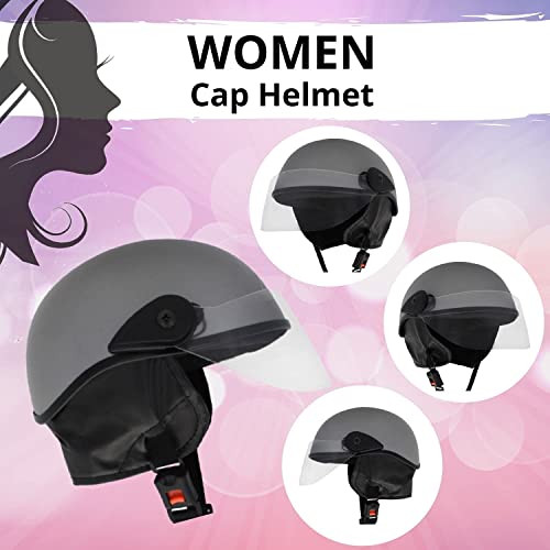 Western Era Half Helmet with Clear Visor for Multipurpose ||Comfort & Safety|| Stylish Enhanced Design. (Large, Silver Glossy) (Non-Motorized) - Image 2