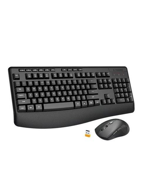2.4G Wireless Keyboard and Mouse Combo,Full-Sized Ergonomic Keyboard with Palm Rest, Large Office Keyboard, 2400 DPI Mouse, Wireless Keyboard for Windows, Mac