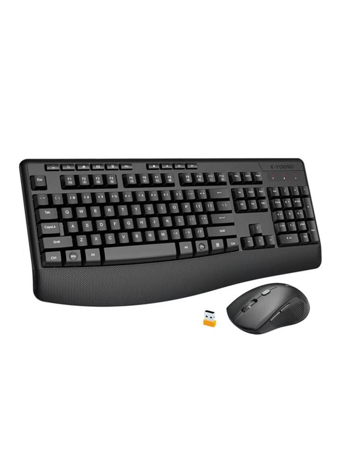 2.4G Wireless Keyboard and Mouse Combo,Full-Sized Ergonomic Keyboard with Palm Rest, Large Office Keyboard, 2400 DPI Mouse, Wireless Keyboard for Windows, Mac
