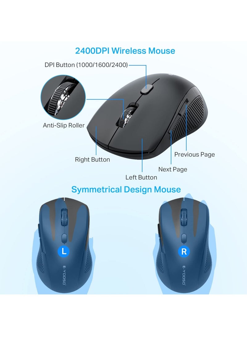 2.4G Wireless Keyboard and Mouse Combo,Full-Sized Ergonomic Keyboard with Palm Rest, Large Office Keyboard, 2400 DPI Mouse, Wireless Keyboard for Windows, Mac