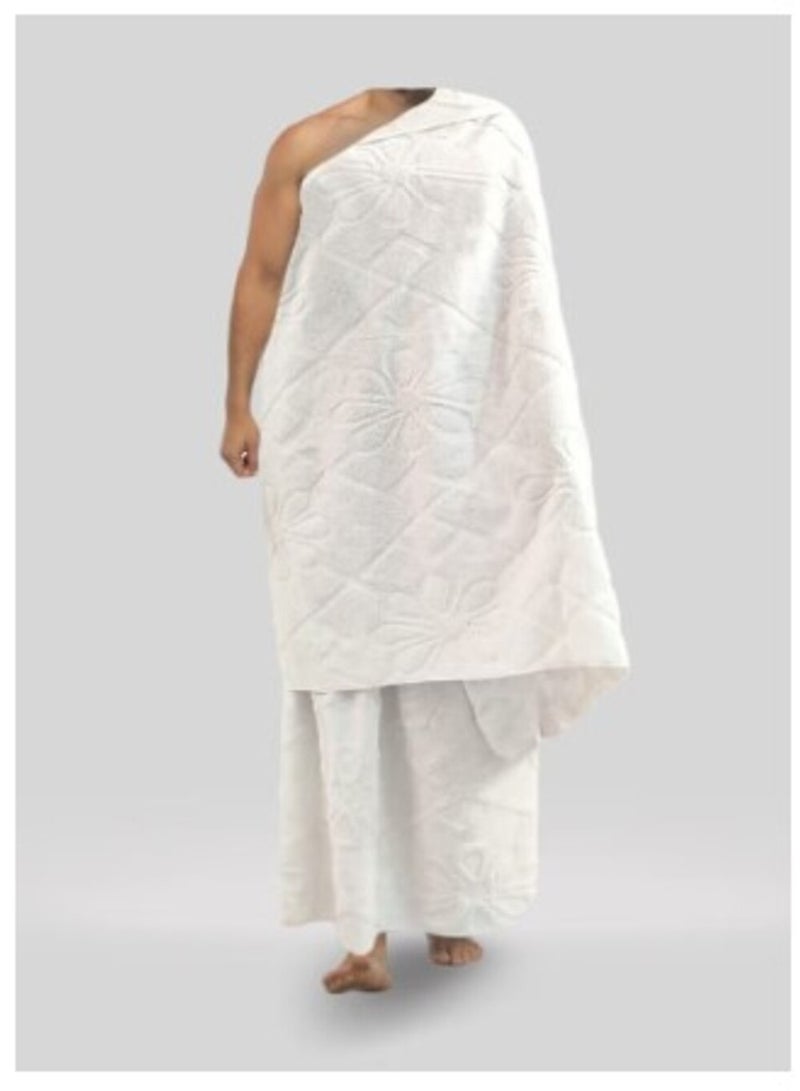 FULL JOY Ihram 2-Piece Hajj And Umrah Religious Cloth For Men , White - Image 1