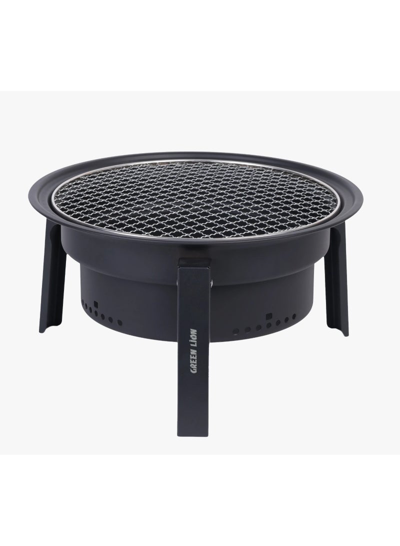 جرين ليون شواية شواء قابلة للطي من Grill Sphere مع أرجل متينة وثابتة / سهلة التنظيف / محمولة / مجموعة طهي متعددة الطبقات / تصميم خفيف الوزن - أسود - Image 1