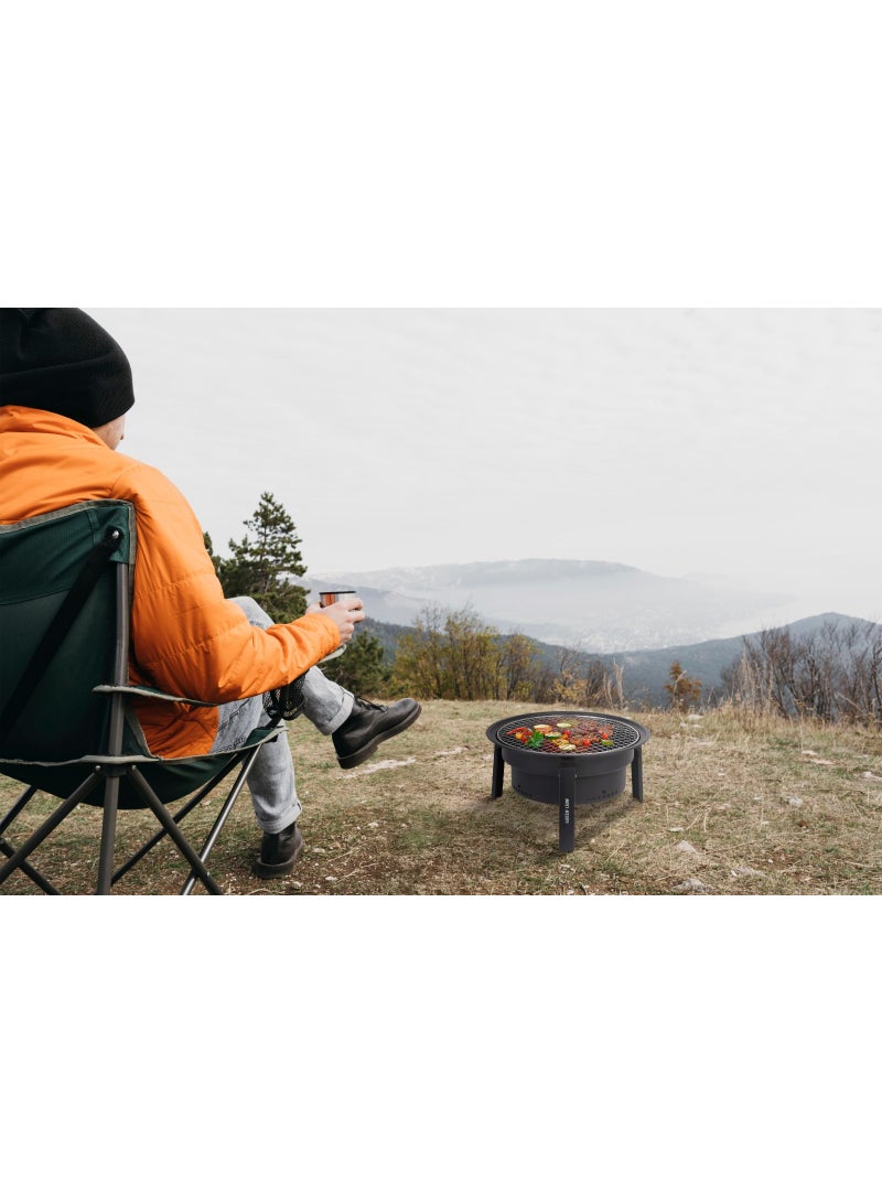 جرين ليون شواية شواء قابلة للطي من Grill Sphere مع أرجل متينة وثابتة / سهلة التنظيف / محمولة / مجموعة طهي متعددة الطبقات / تصميم خفيف الوزن - أسود - Image 5