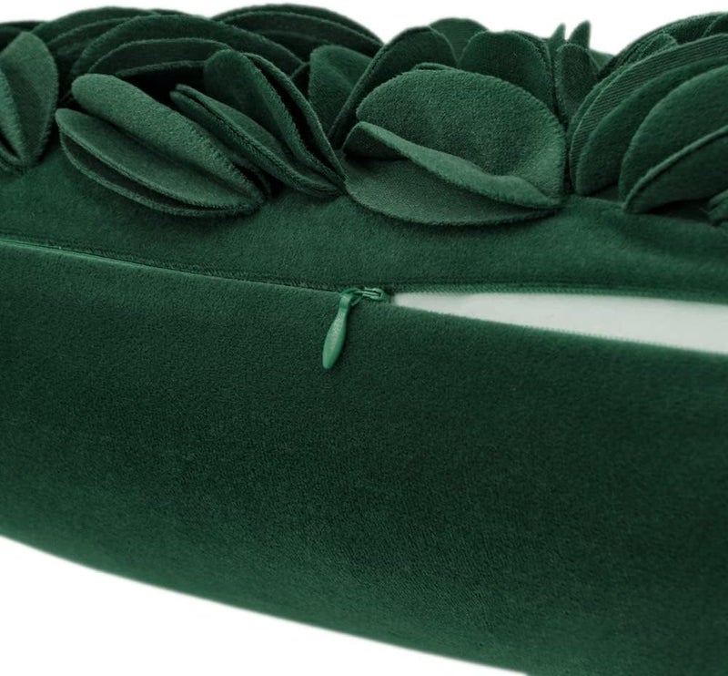 KINGROSE 3D Floral Throw Pillow Case Home Decorative Pillow Cover Soft Cushion Cover Sofa Couch Bed Living Room 12 x 20 Inches Dark Green - Image 5