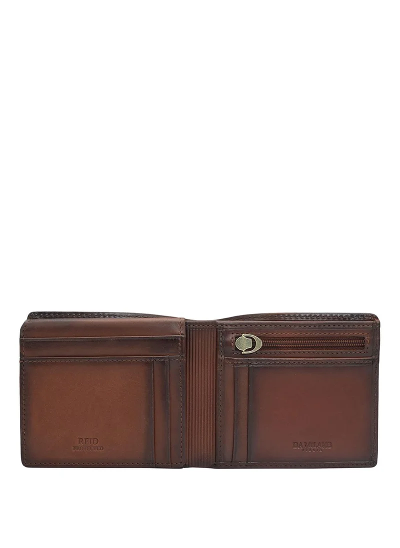 دا ميلانو محفظة جلد طبيعي بنية للرجال