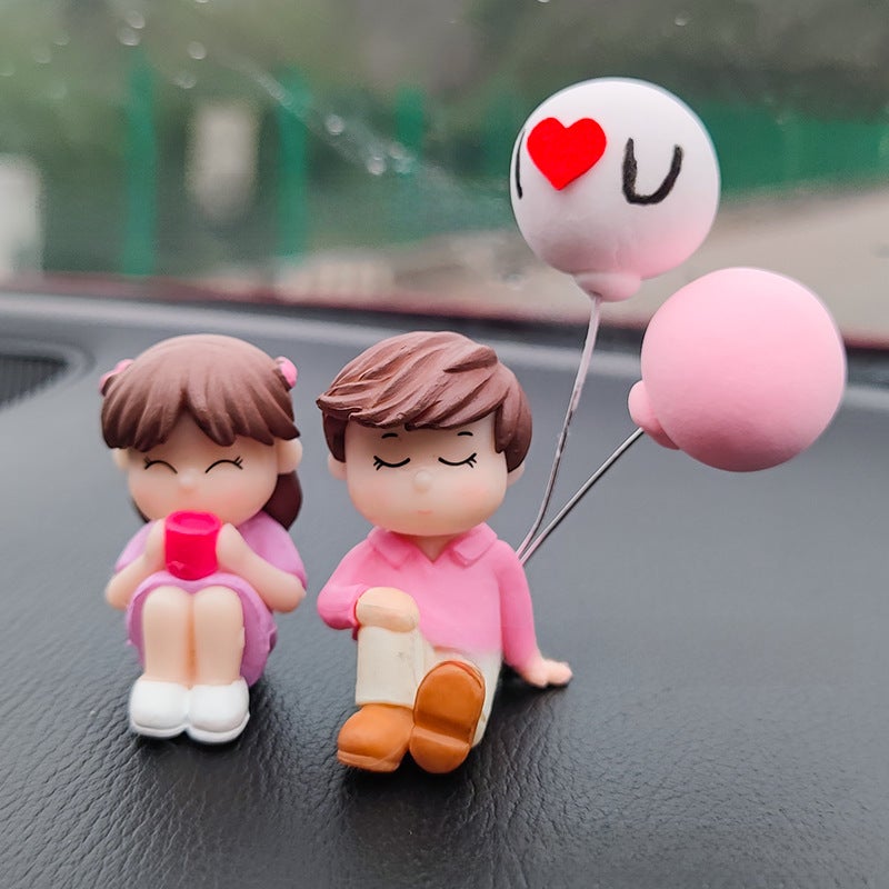 Generic Car Balloon Couple Figurines Decor Pink water lovers + Love Balloon