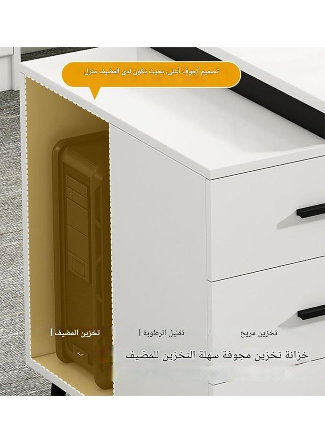سي آند سي هوم - طاولة مكتب منزلية بتصميم قابل للسحب بطول حديث، طاولة متعددة الوظائف مدمجة في رف تخزين وحدة المعالجة المركزية، محطة عمل مكتب الكمبيوتر مع 3 أدراج 120x60x75 سم - Image 1