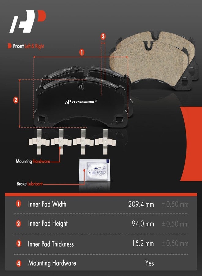 A-Premium Front Ceramic Disc Brake Pads Set Compatible with Porsche and Volkswagen Models - Cayenne 2008-2016, Macan 2016-2017, Panamera 2010-2016, Touareg 2010-2017, 4 Pcs - Image 5