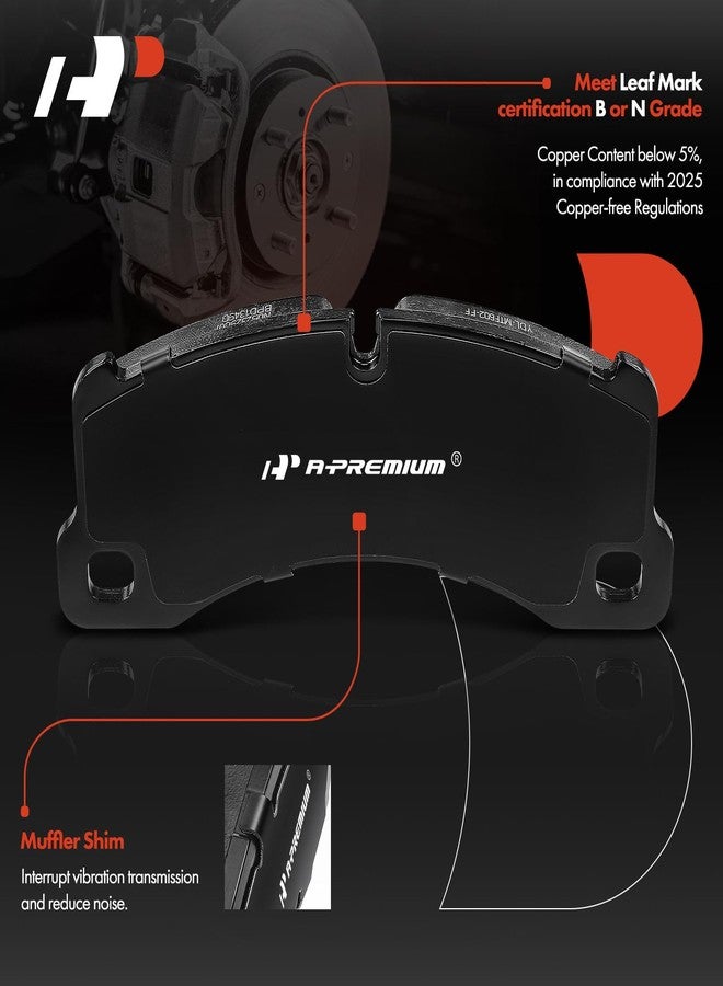 A-Premium Front Ceramic Disc Brake Pads Set Compatible with Porsche and Volkswagen Models - Cayenne 2008-2016, Macan 2016-2017, Panamera 2010-2016, Touareg 2010-2017, 4 Pcs - Image 2