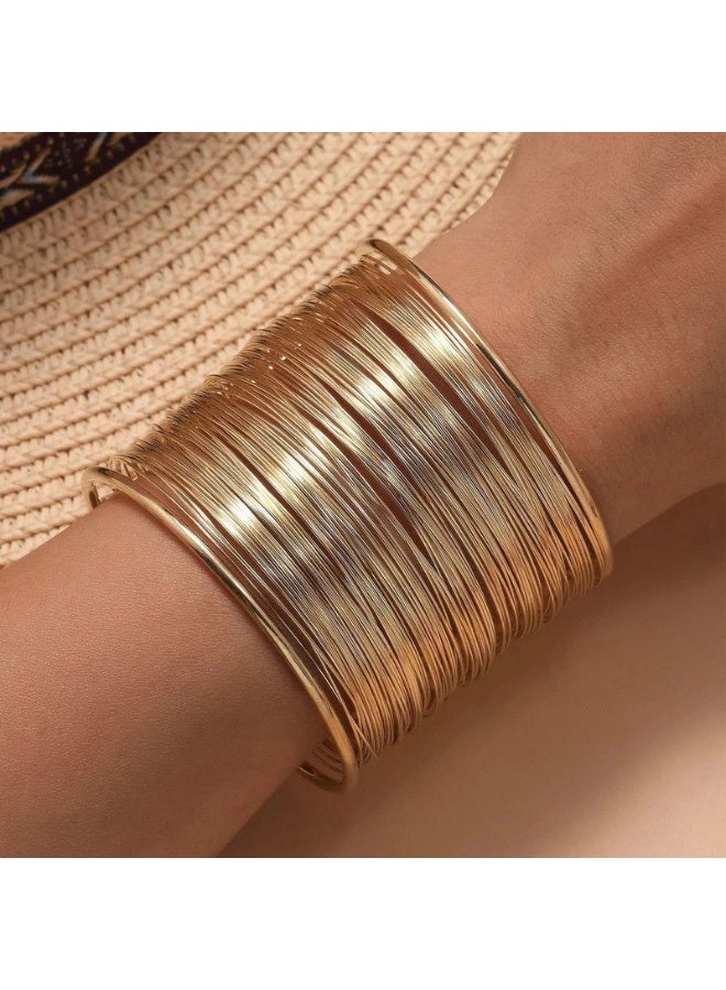 Osluxe Gold Plated Mesh Design Korean Cuff Bracelet – OSL117 - Image 1