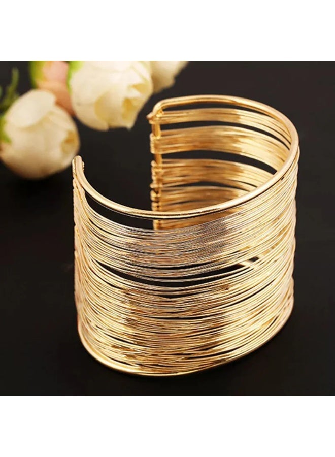 Osluxe Gold Plated Mesh Design Korean Cuff Bracelet – OSL117 - Image 2