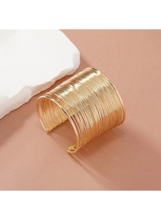 Osluxe Gold Plated Mesh Design Korean Cuff Bracelet – OSL117 - Image 4