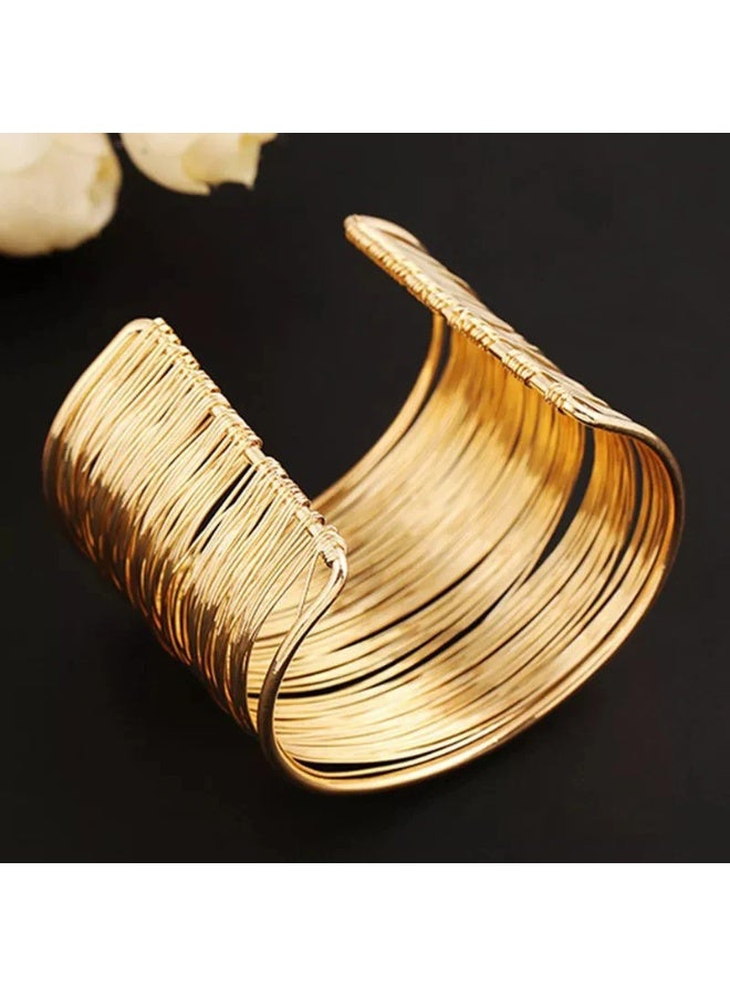 Osluxe Gold Plated Mesh Design Korean Cuff Bracelet – OSL117 - Image 5