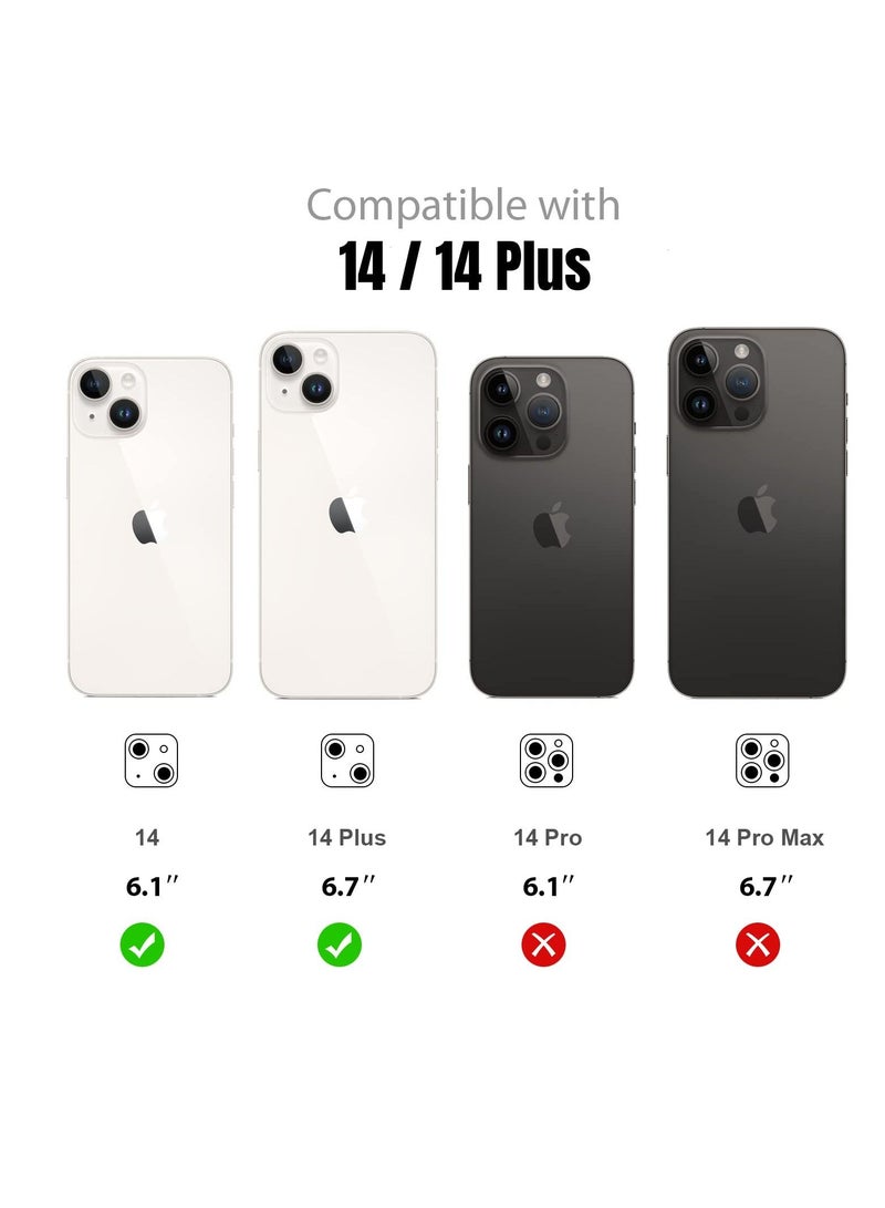 KASTWAVE for iPhone 14 / 14 Plus Camera Lens Protector, 9H Tempered Glass Camera Cover Screen Protector Metal Individual Ring Protector for iPhone 14 and iPhone 14 Plus (2 Set, Gold) - Image 2