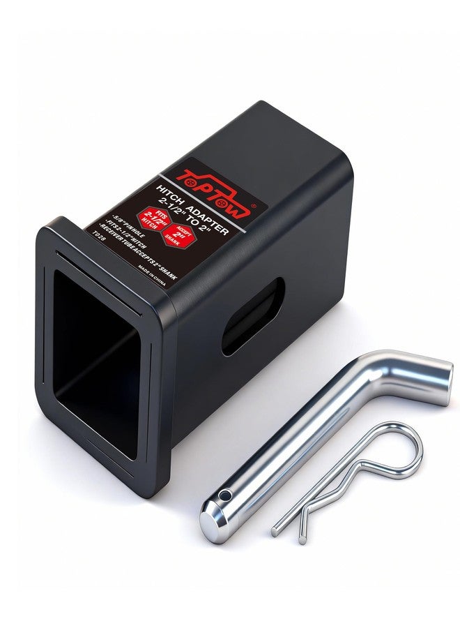 TOPTOW 64028S Trailer Hitch Adapter 2-1/2" to 2" Hitch Reducer Sleeve Carbon Steel, Upgraded, 5/8 inch Pin & Clip Included - Image 2