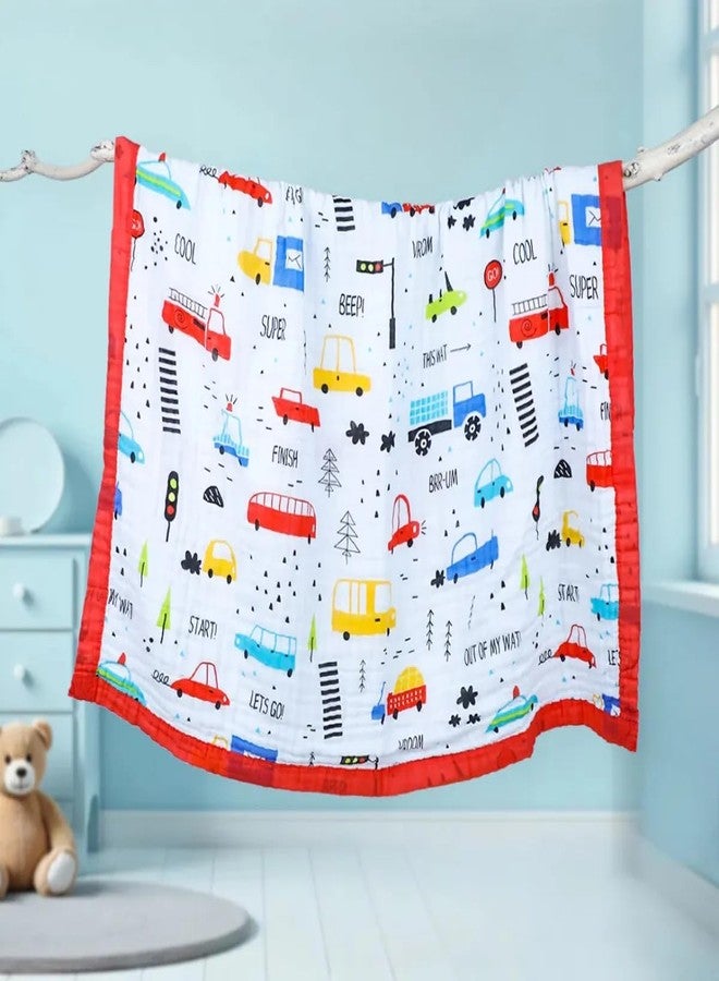 Tiny Treasures 100% Organic Cotton 6-Layer Muslin Baby Blanket (100x110 cm) is Super Soft, Breathable, Gentle on Baby's Skin. Perfect for Comfort, Warmth, and Everyday use. Includes 1 Blanket (Red) - Image 1