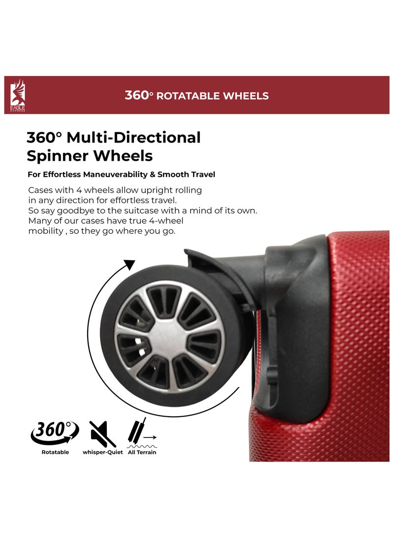 Eagle Express Superior, Hard Trolley Luggage -1 Piece - 20 Inch  – Burgundy, Red  – ABS Scratch-Resistant Suitcases with 360° Spinner Wheels, 1-Year Warranty & Protective Cover - Image 4