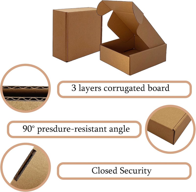 KIAECHWU Shipping Boxes 6x5x2 inch 50 Pack,Brown Corrugated Boxes Mailer Packaging for Mailing Small Business，E-Commerce Gift Boxes for Wrapping Present Moving Storage Heavy Duty Recycled Cardboard Boxes - Image 4