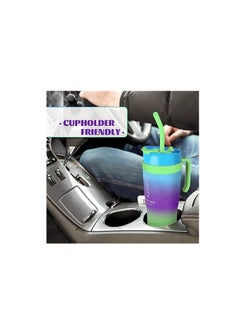 Spaceshoop Gradient Water Bottle Set, 3 Sizes (1200ml/800ml/300ml), Double Drinking Cup with Straw and Handle  - Image 3