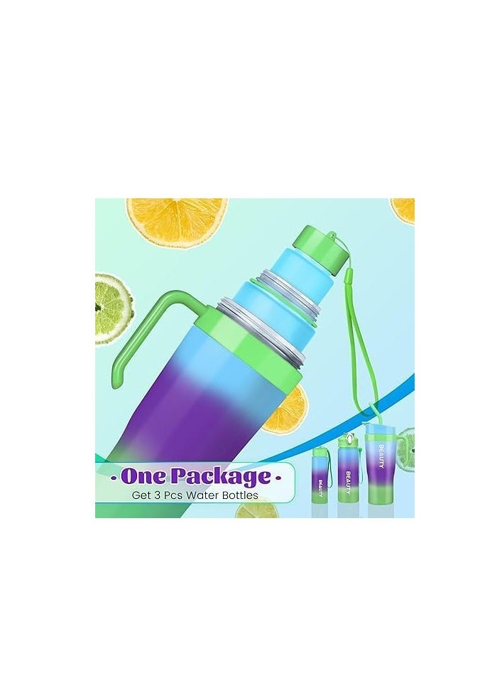 Spaceshoop - Gradient Water Bottle Set, 3 Sizes (1200ml/800ml/300ml), Double Drinking Cup with Straw and Handle - Image 1