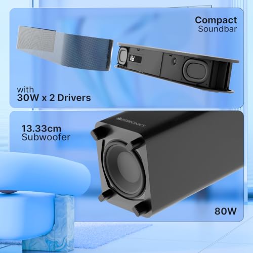 ZEBRONICS 2026 Launch 140W Soundbar with 13.3cm subwoofer, Dual Drivers, Dolby Audio, Bluetooth v5.4, ARC, USB, Optical in, AUX, LED Display, Volume & Media Control, Matte Finish (Juke Bar 9010C) - Image 5