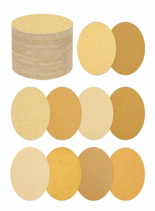 Kozelo 100 Pcs Sanding Discs 6 Inch 40/60/80/100/120/150/180/240/320/400 Grit Hook and Loop Orbital Sandpaper Suitable for Drywall Sander Wood Metal Furniture, Yellow - Image 1