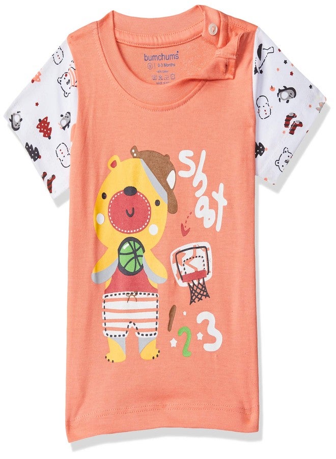 Bumchums Baby Boy's Plain Regular fit T-Shirt (Pack of 2) (RBMTSJ123TSX000XL and Print May Vary 9-12 Months) - Image 2