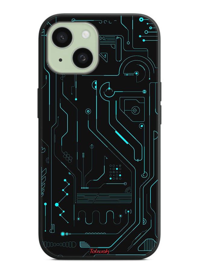Tolwak Apple iPhone 15 Plus Protective Case Cover Digital Art Circuits Minimalism Multiple Display  - Image 2