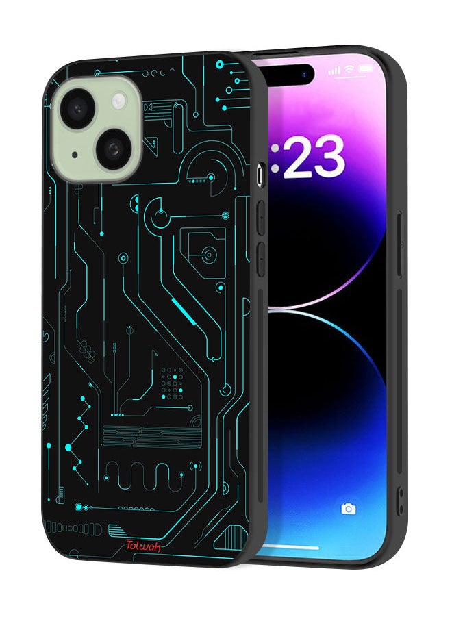 Tolwak Apple iPhone 15 Plus Protective Case Cover Digital Art Circuits Minimalism Multiple Display  - Image 1