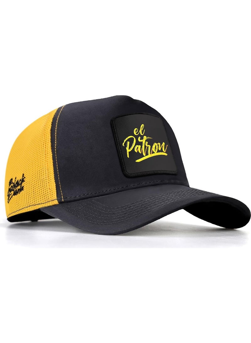 Black Börk Blackbörk V1 Trucker El Patron - 1 Unisex Dark Anthracite-Yellow Hat (Cap) with Code Logo  - Image 1