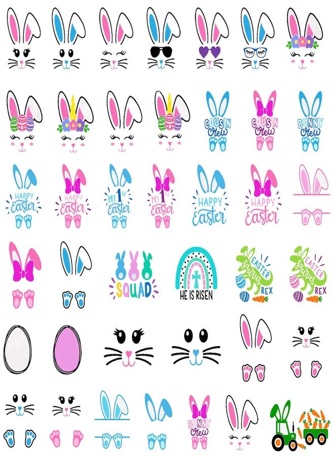 iMagitek 40 Pieces Bunny Face Stickers for Crafts Easter Vinyl Bunny Face Decals for Glass Water Bottles Cup Window Wall Easter Decorations - Image 1