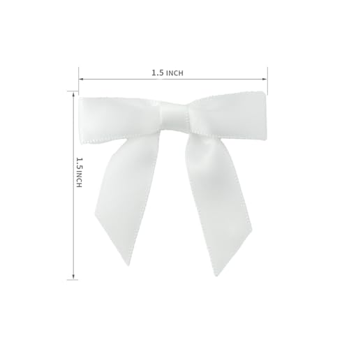 7Rainbows 50pcs Boutique 1.5" White Satin Ribbon Mini Bows for Craft Sewing Scrapbooking Wedding and Gift Wrapping - Image 2