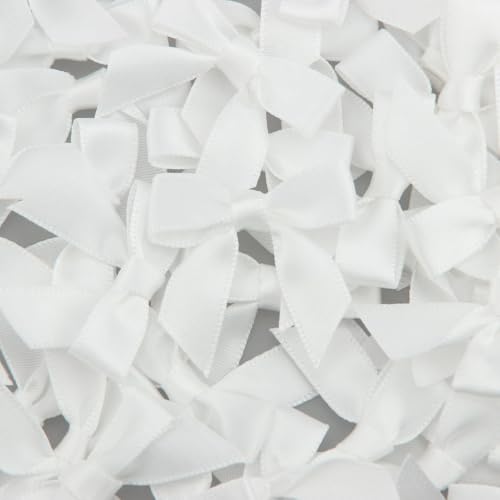 7Rainbows 50pcs Boutique 1.5" White Satin Ribbon Mini Bows for Craft Sewing Scrapbooking Wedding and Gift Wrapping - Image 3