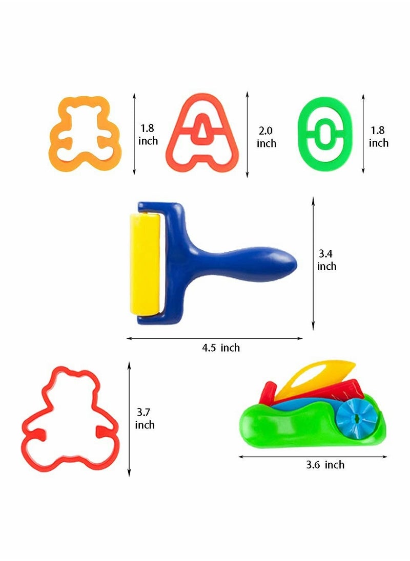Excefore - Multi-Color Clay Dough Tools, Play Dough Tools Set for Kids Letter Molds, Numeral Molds Various Plastic Animal Molds for Creative Dough Cutting (Letters Numbers and Basic Shapes 63 Pieces) - Image 1