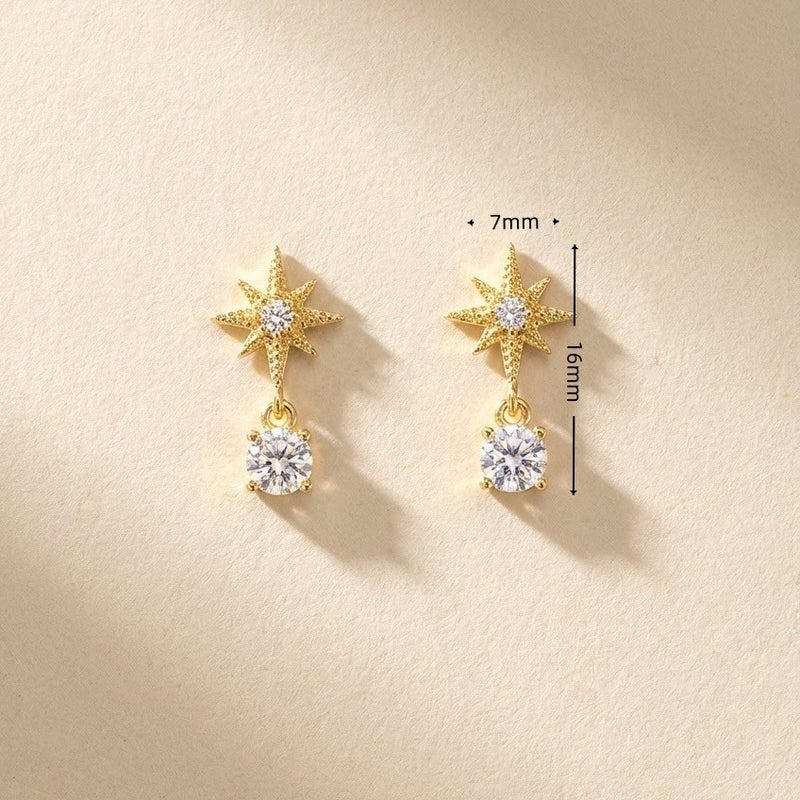Hot-selling Sugar Cubic Zirconia Butterfly Eight-Pointed Star Stud Earrings Light Luxury Titanium Steel Threaded Ear Post - Image 3
