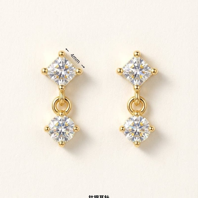 Hot-selling Sugar Cubic Zirconia Butterfly Eight-Pointed Star Stud Earrings Light Luxury Titanium Steel Threaded Ear Post - Image 4