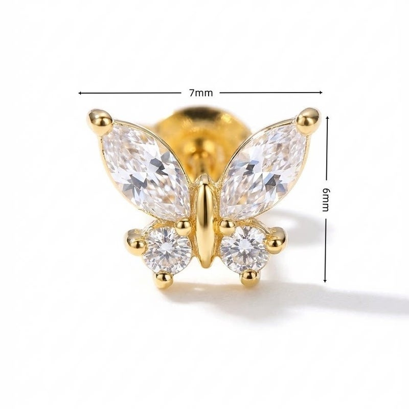 Hot-selling Sugar Cubic Zirconia Butterfly Eight-Pointed Star Stud Earrings Light Luxury Titanium Steel Threaded Ear Post - Image 2