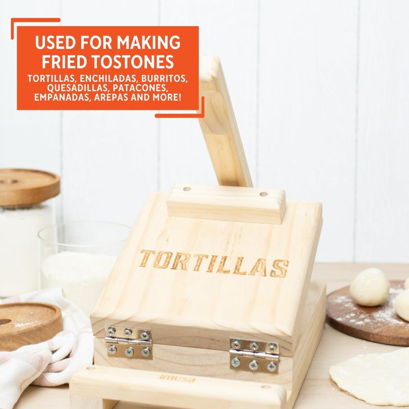 IMUSA 7.5â€ Pine Wood Tortilla Press â€“ Authentic Mexican Tortilla Maker & Roti Maker for Homemade Tortillas, Quesadillas, Arepas & More - Image 5