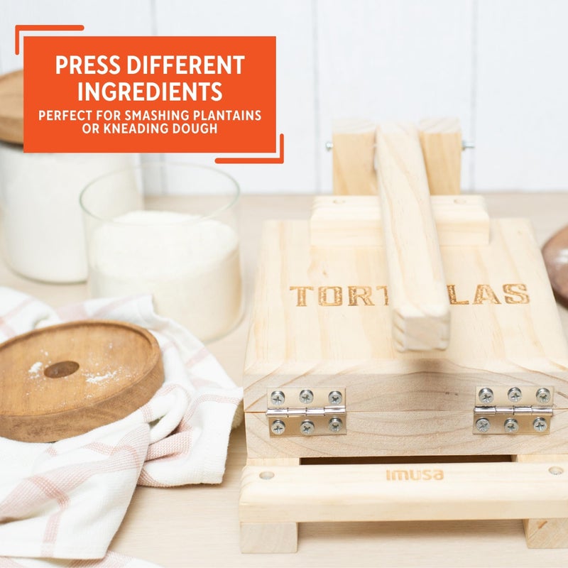 IMUSA 7.5â€ Pine Wood Tortilla Press â€“ Authentic Mexican Tortilla Maker & Roti Maker for Homemade Tortillas, Quesadillas, Arepas & More - Image 4