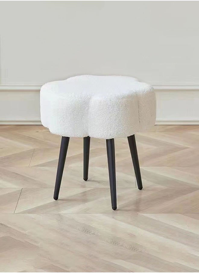 Taimi Boucle Fabric Chair Elegant Cloud Design with Metal Legs, Vanity Table Chair, Bedroom Dressing Chair, Shoe Changing Chair - White  - Image 1