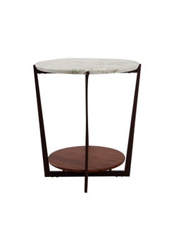 DANUBE HOME Esildur Round End Table - White / Walnut  - Image 3