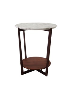 DANUBE HOME Esildur Round End Table - White / Walnut  - Image 1