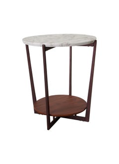 DANUBE HOME Esildur Round End Table - White / Walnut  - Image 2
