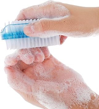Amaxiu Nail Cleaning Brushes Double Sided Nail Clean Up Brush with Nylon Stiff Bristles Fingernail Brush for Cleaning Cuticles Fingernails Toes Nail Hand Scrub Brush for Men Women 2 PcsRed Blue - Image 2