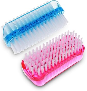 Amaxiu Nail Cleaning Brushes Double Sided Nail Clean Up Brush with Nylon Stiff Bristles Fingernail Brush for Cleaning Cuticles Fingernails Toes Nail Hand Scrub Brush for Men Women 2 PcsRed Blue - Image 1