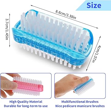 Amaxiu Nail Cleaning Brushes Double Sided Nail Clean Up Brush with Nylon Stiff Bristles Fingernail Brush for Cleaning Cuticles Fingernails Toes Nail Hand Scrub Brush for Men Women 2 PcsRed Blue - Image 4