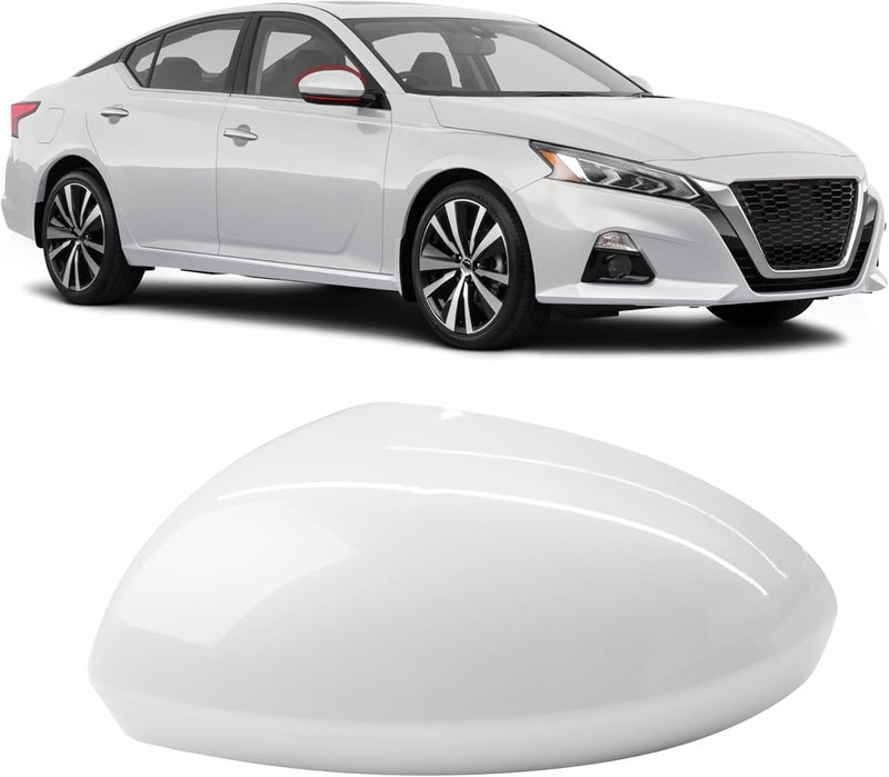 Moonlinks Compatible with Nissan Altima 2019 2020 2021 2022 2023 2024 2025 Right Side Mirror Cover Replacement, Pearl White Exterior Right Passenger Side Door Rear view Mirror Cap Trim - Image 1