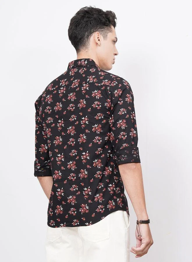 The Indian Garage Co Men Slim Fit Graphic Print Full Sleeves Spread Collar Casual Shirt